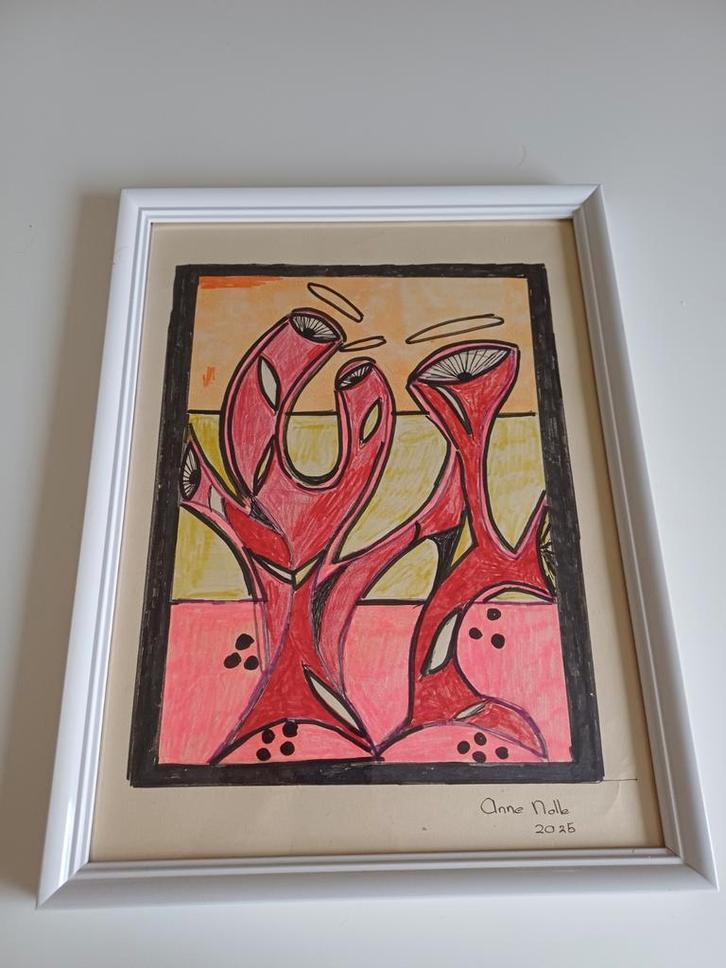 Abstracte tekening, Antiek en Kunst, Kunst | Tekeningen en Foto's, Ophalen