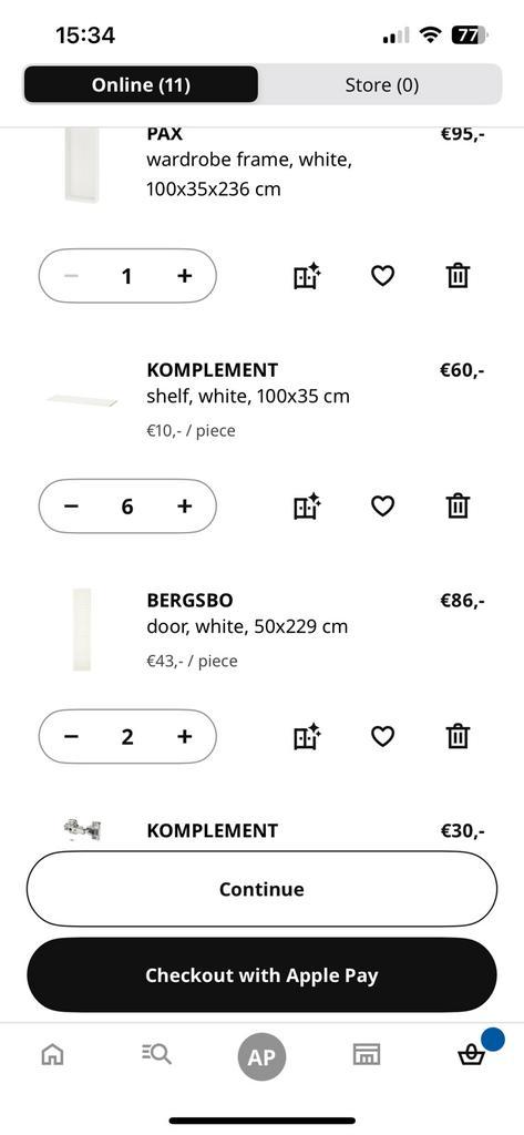 Ikea Pax 2 door with 6 shelfs and door hinges 100x35x236, Huis en Inrichting, Kasten | Kledingkasten, Zo goed als nieuw, 200 cm of meer