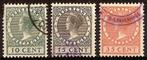 Nederland NVPH nr 136/8 gestempeld Koningin Wilhelmina 1924, Postzegels en Munten, Postzegels | Nederland, Verzenden, T/m 1940