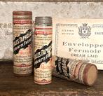 Brocante oud apothekers flesje met doosje en etiket, Antiek en Kunst, Ophalen of Verzenden