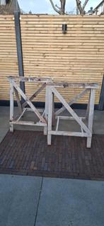 Twee houten schragen, Ophalen, Gebruikt, 70 tot 120 cm, Inklapbaar