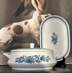 Vintage dekschaal Royal sphinx blauw wit gebloemd porselein, Ophalen of Verzenden