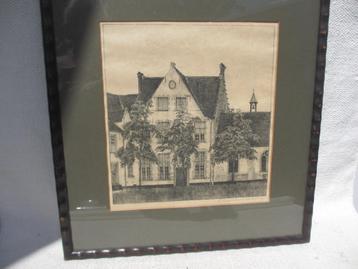 Litho T.G.M. van Hettinga Tromp /begijnhof Brugge 1929 beschikbaar voor biedingen