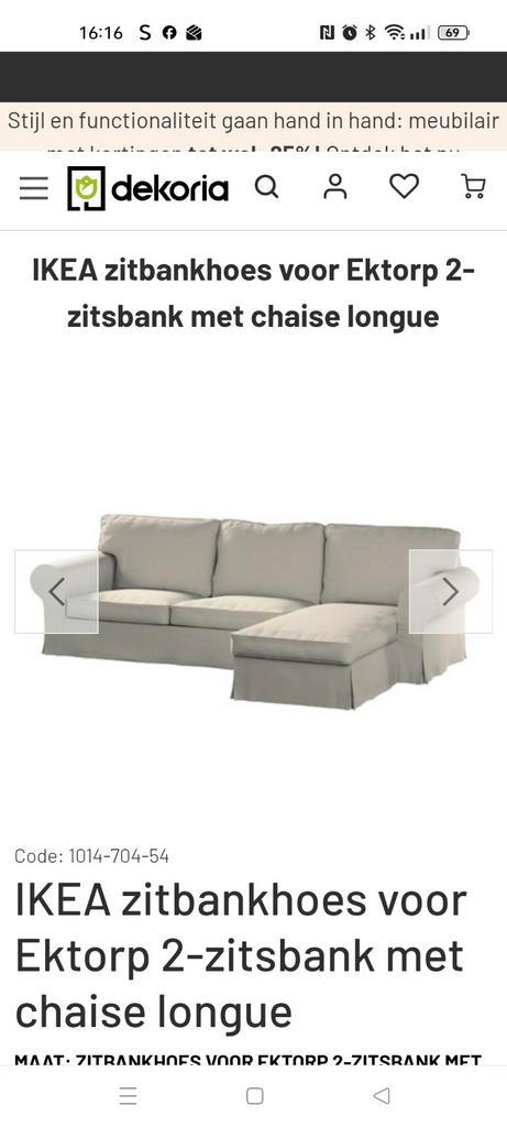 IKEA Ektorp 2-zitsbank hoes met chaise longue, Huis en Inrichting, Banken | Bankstellen, Nieuw, Hoekbank, Tweepersoons, 150 tot 200 cm