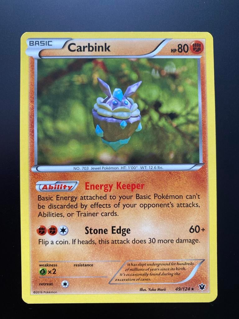 Carbink 49/124 Rare XY Fates Collide 2016 Mint, Ophalen of Verzenden, Zo goed als nieuw, Losse kaart
