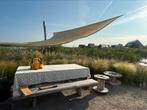 Schaduwdoek tarp driehoek 3,60 x 3,60 x 3,60 m zonnig geel, Tuin en Terras, Schaduwdoeken, Verzenden, Nieuw
