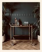 Vintage Serveerwagen / Dranken Trolley uit messing, Huis en Inrichting, Tafels | Bijzettafels, Ophalen, Trolleywood, Vintage, Tramkade 26 Den Bosch