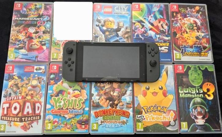 Nintendo Switch + 9 Games + Accessoires, Spelcomputers en Games, Spelcomputers | Nintendo Switch, Ophalen