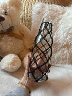 Handgemaakte Decoratieve Glasfles met Zwart Net, Zwart, Ophalen of Verzenden, Minder dan 50 cm, Glas