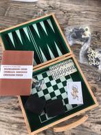 Schaakbord koffer massief hout backgammon 28 x 24 x 5 cm, Ophalen of Verzenden, Zo goed als nieuw