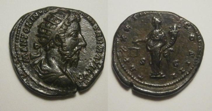 Romein Marcus Aurelius Dupondius TRP XXX IMP VIII COS III SC, Postzegels en Munten, Munten | Europa | Niet-Euromunten, Losse munt