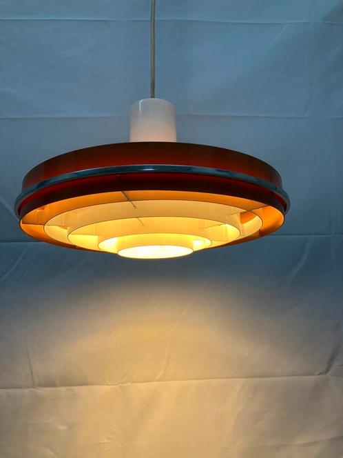 Vintage jaren 70 Scandinavische kunststof hanglamp, Huis en Inrichting, Lampen | Hanglampen, Gebruikt, Minder dan 50 cm, Kunststof