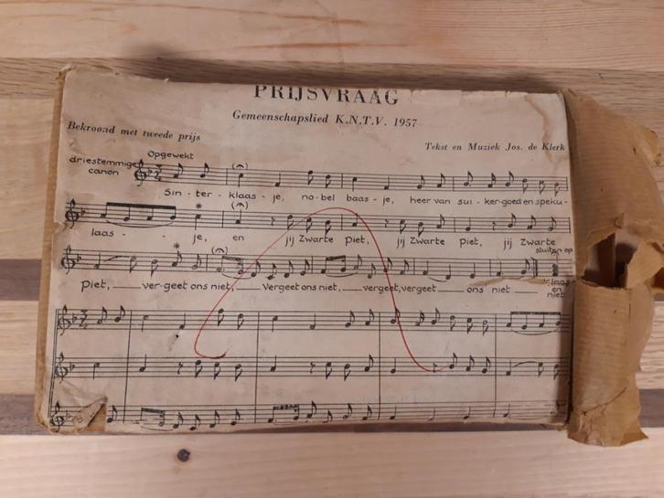 Vintage aandrukplaat Sinterklaasliedje - 1957, Verzamelen, Overige Verzamelen, Ophalen of Verzenden
