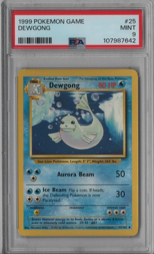 Dewgong Psa 9 Base set unlimited, Hobby en Vrije tijd, Verzamelkaartspellen | Pokémon, Zo goed als nieuw, Ophalen of Verzenden