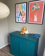Blauw/groene kast/commode, Kinderen en Baby's, Kinderkamer | Commodes en Kasten, Kast, 50 tot 70 cm, Ophalen of Verzenden, 90 tot 105 cm