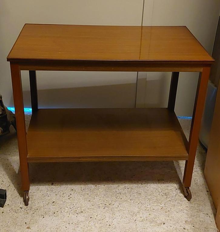 Vintage serveerwagentje hout strak ontwerp, Antiek en Kunst, Antiek | Meubels | Tafels, Ophalen