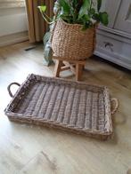 Brocante Grote Rieten Dienblad ** Mimosa **, Ophalen, Zo goed als nieuw, Rechthoekig, Hout