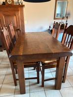 Massief donker eiken tafel incl 4 eiken stoeltjes, Huis en Inrichting, Complete eetkamers, Ophalen, Zo goed als nieuw, 4 tot 6 stoelen