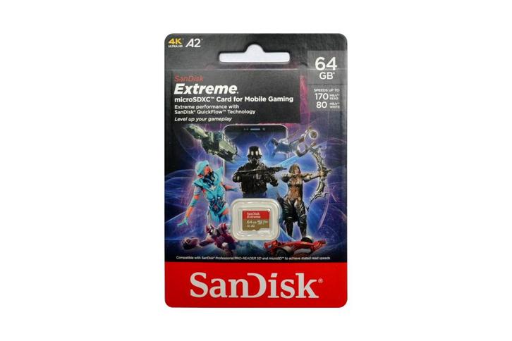 Sandisk Extreme 64GB microSDXC geheugenkaart, Audio, Tv en Foto, Fotografie | Geheugenkaarten, Nieuw, MicroSDXC, 64 GB, Fotocamera