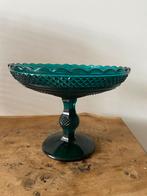 Vintage Groene Glazen Fruitschaal op Voet, Antiek en Kunst, Ophalen of Verzenden