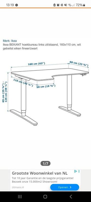 Bureau bekant wit, hoek rechts - afbeelding 4
