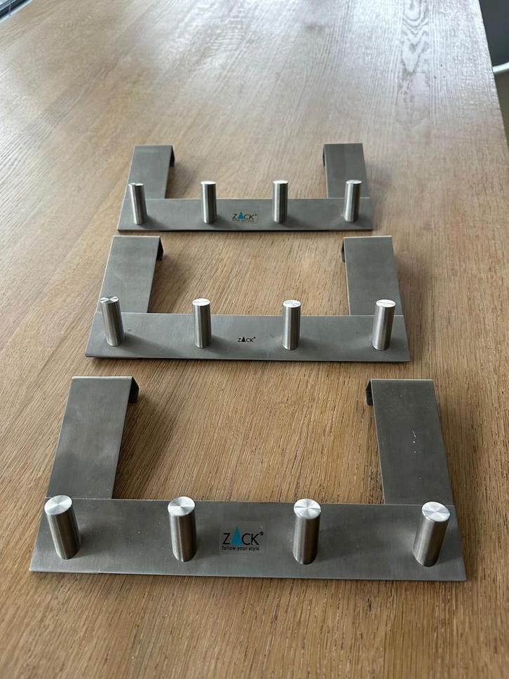 3 Zack rvs deurhangers / kapstokken, Huis en Inrichting, Woonaccessoires | Kapstokken, Zo goed als nieuw, Overige typen, Minder dan 100 cm