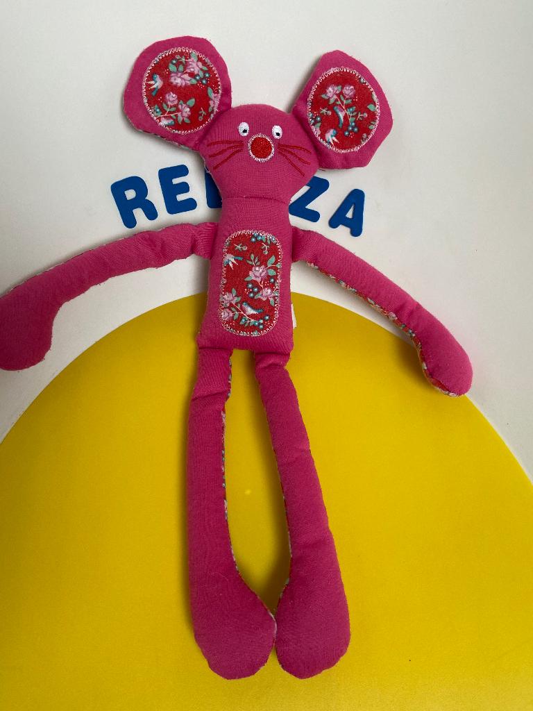 3021 hema muis donker roze met bloemen, Ophalen of Verzenden, Zo goed als nieuw, Overige typen