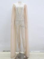 Dames catsuit 30 / bodysuit beige glitter jumpsuit festival, Verzenden, Nieuw, Kleding