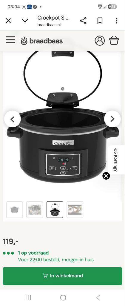 Crock-Pot Slowcooker - Nieuw in Verpakking!, Witgoed en Apparatuur, Slowcookers, Nieuw, Timer, Vaatwasmachinebestendig, Ophalen of Verzenden