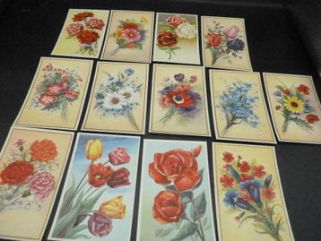 Partijtje met 13 vintage bloemenkaarten beschikbaar voor biedingen