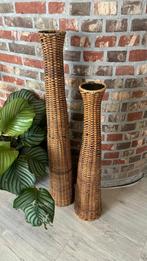 Vintage Rotan Kandelaren Set, Gebruikt, Ophalen of Verzenden, 75 cm of meer, Kandelaar