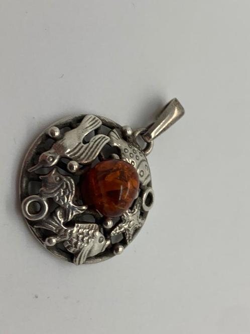 X300 Prachtige zilveren Fischland hanger, Sieraden, Tassen en Uiterlijk, Antieke sieraden, Hanger, Zilver, Met edelsteen, Ophalen of Verzenden