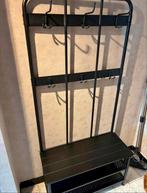 Zwarte Ikea pinnig kapstok met 2 schoenenrekjes en zitbankje, Ophalen of Verzenden, Zo goed als nieuw, Metaal, Staande kapstok