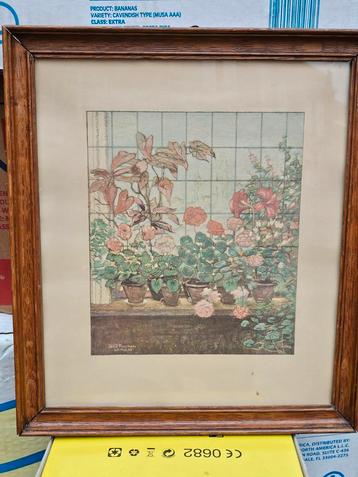 Oude schilderijnen Ingelijste bloemenprint beschikbaar voor biedingen