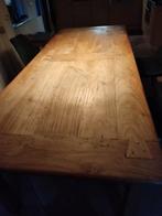 Grote tafel oud teak met lades met patroon, Huis en Inrichting, Tafels | Eettafels, Ophalen, Gebruikt, 200 cm of meer, 50 tot 100 cm