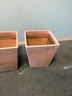 Grote  vierkante plantenpotten terracotta look bloempotten, Ophalen, Gebruikt, Minder dan 60 cm, Vierkant