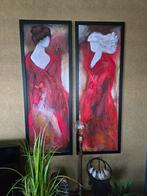 2 schilderijen van M. Weski . 124cm hoog en 44.5 cm breed., Antiek en Kunst, Ophalen of Verzenden