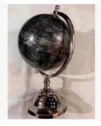 Grote zwarte wereldbol 34 cm hg. diameter 20 cm metal voet, Nieuw, Ophalen of Verzenden, X, X