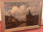 Schilderij Enkhuizen door Cees van Waning 110x72 cm, Antiek en Kunst, Ophalen