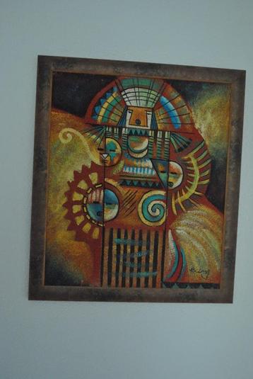 Kunstwerk Aztec moderne kleurrijke kunst, B. long beschikbaar voor biedingen