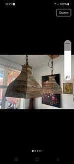 Houten hanglampen set van twee. Ibiza  style., Ophalen, Gebruikt, Landelijk, Minder dan 50 cm
