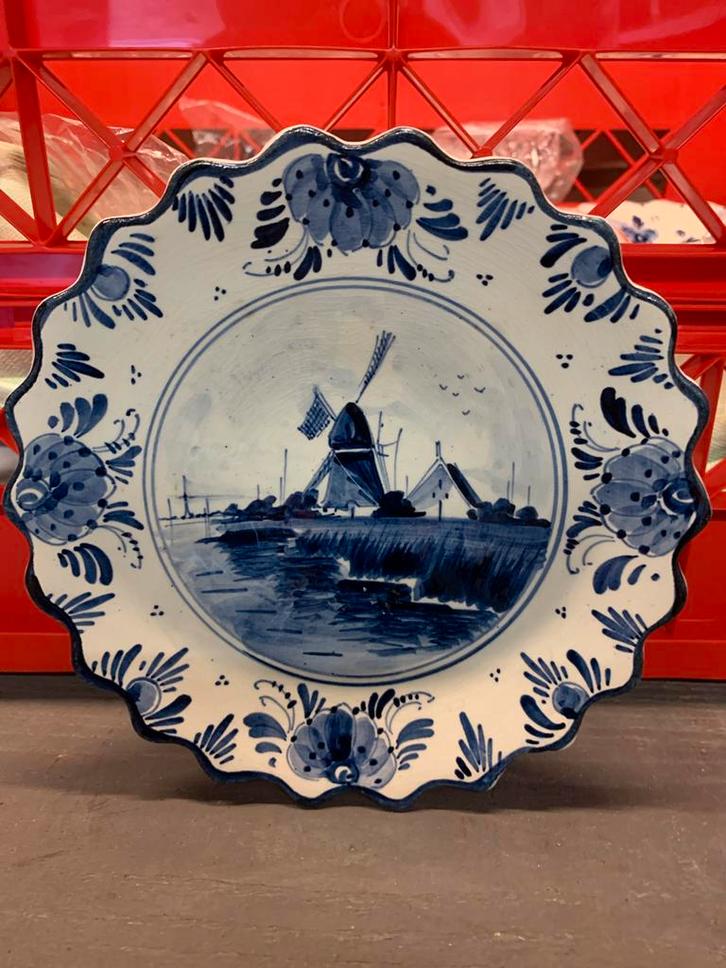 Delfts Blauw Bord met Molen, Antiek en Kunst, Antiek | Schalen, Ophalen