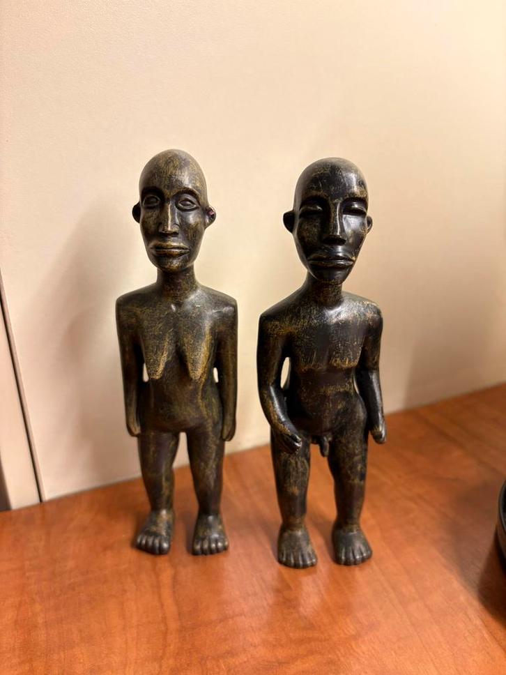 Afrikaanse Bronzen Beelden Paar, Antiek en Kunst, Kunst | Beelden en Houtsnijwerken, Ophalen of Verzenden