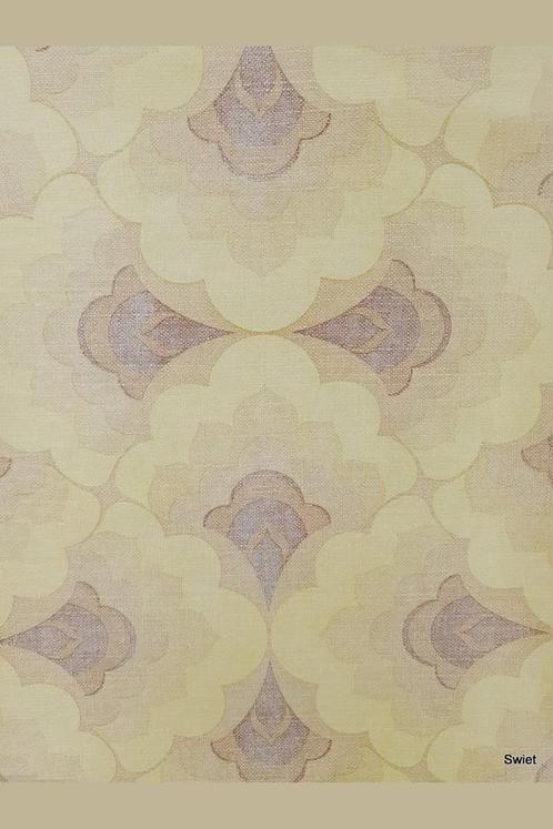 14023 geel paars retro behang met wolkachtig seventies patro, Huis en Inrichting, Stoffering | Behang, Beige, Geel, Paars, minder dan 10 m²