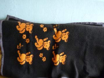 Kinderdeken Dralon oranje bruin beren 150x100, uitverkoop beschikbaar voor biedingen