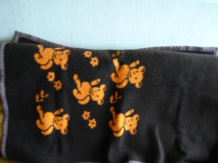Kinderdeken Dralon oranje bruin beren 150x100, uitverkoop, Huis en Inrichting, Woonaccessoires | Plaids en Woondekens, Gebruikt
