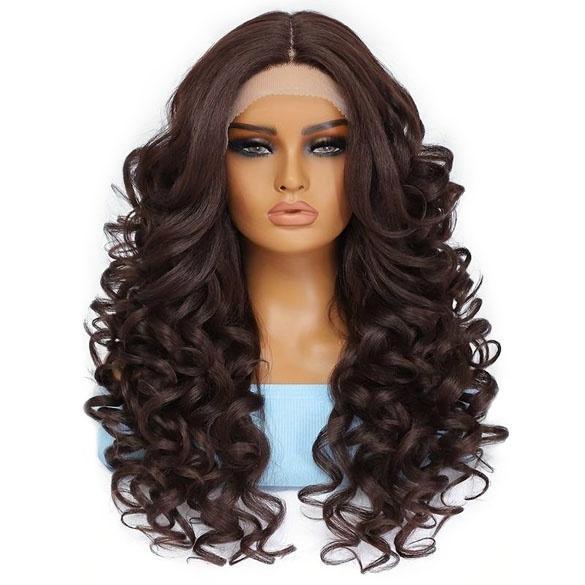 Luxe lace front pruik lang krullend haar kleur 33, Sieraden, Tassen en Uiterlijk, Uiterlijk | Haarverzorging, Nieuw, Pruik of Haarverlenging