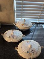 Vintage Dekschalen met Postelein Motief - Set van 3, Ophalen of Verzenden