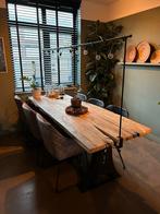 Boomstam hout eettafel met gietijzeren onderstel nieuw €1350, Huis en Inrichting, Tafels | Eettafels, Ophalen, Teakhout, 200 cm of meer