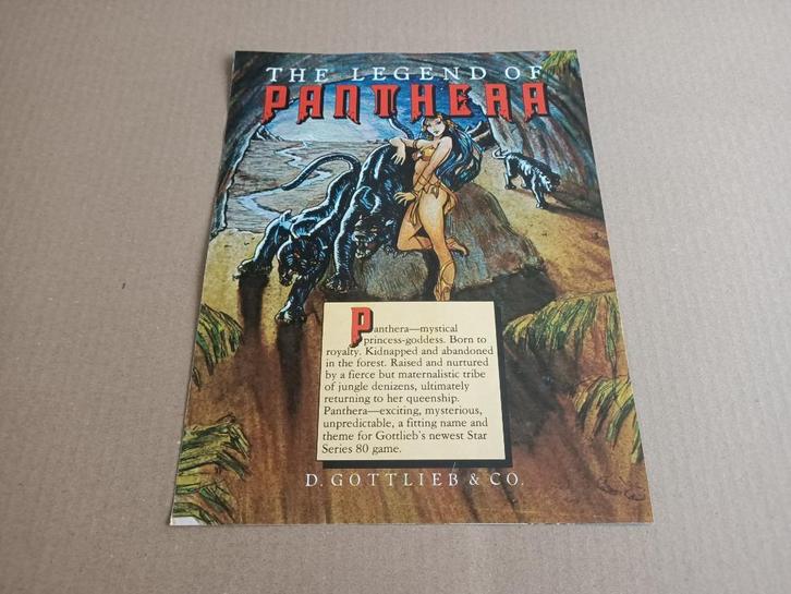 Flyer/ Folder: Gottlieb Panthera (1980) Flipperkast, Verzamelen, Automaten | Flipperkasten, Gebruikt, Bally, Verzenden